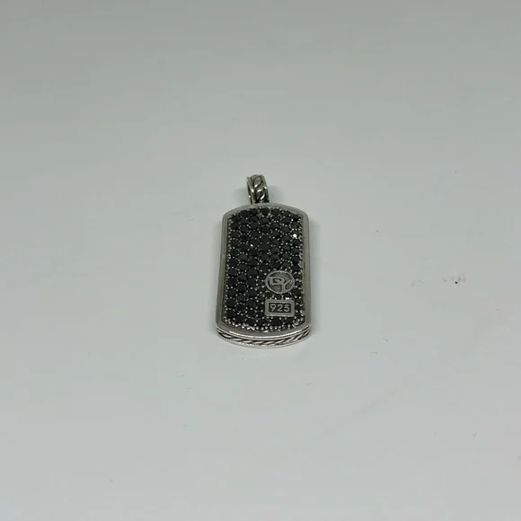 David Yurman dog tag pendent with black diamonds - Picture 3 of 7